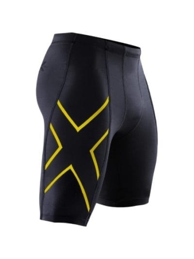 Fitness Mania - 2XU Mens Compression Shorts - Black/Fluro Yellow