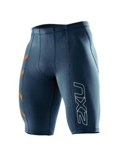 Fitness Mania - 2XU Mens Compression Shorts - Navy/Torch Orange