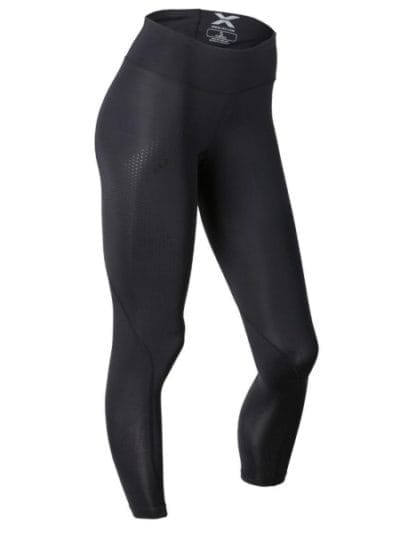 Fitness Mania - 2XU Womens Mid-Rise 7/8 Compression Tights - Black/Dotted Black Logo