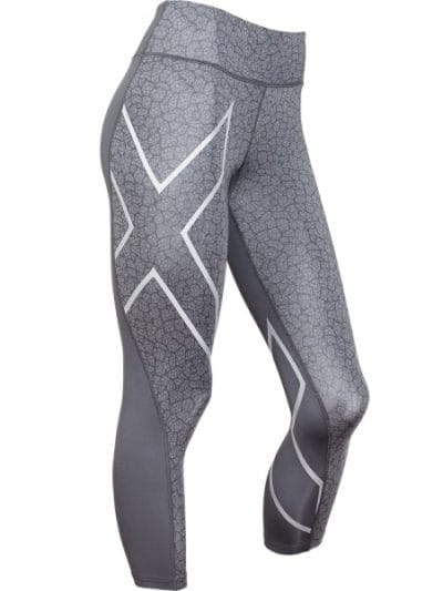 Fitness Mania - 2XU Womens Pattern Mid-Rise 7/8 Compression Tights - Dark Slate/Bone Print