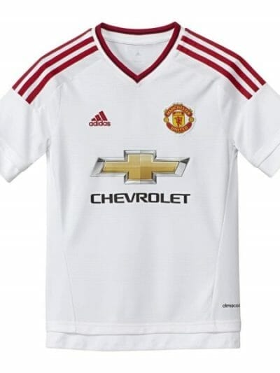 Fitness Mania - Adidas Manchester United 2015/16 Kids Away Soccer Jersey - White/Red