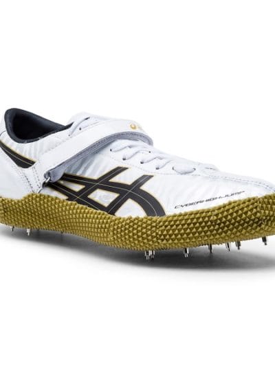Fitness Mania - Asics Cyber High Jump London - Unisex High Jump Shoes - White/Gold/Black