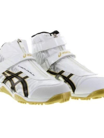 Fitness Mania - Asics Cyber Javelin London - Unisex Track And Field Javelin Shoes - White/Gold/Black