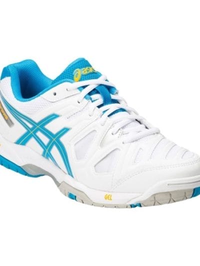 Fitness Mania - Asics Gel Game 5 - Womens Tennis Shoes - White/Soft Blue/Nectarine