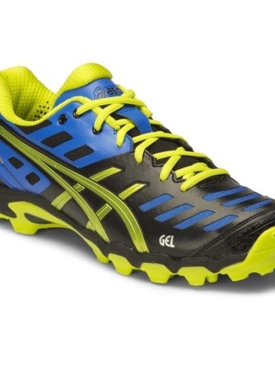Fitness Mania - Asics Gel Hockey Typhoon 2 - Mens Hockey Shoes - Black/Flash Yellow/Electric Blue