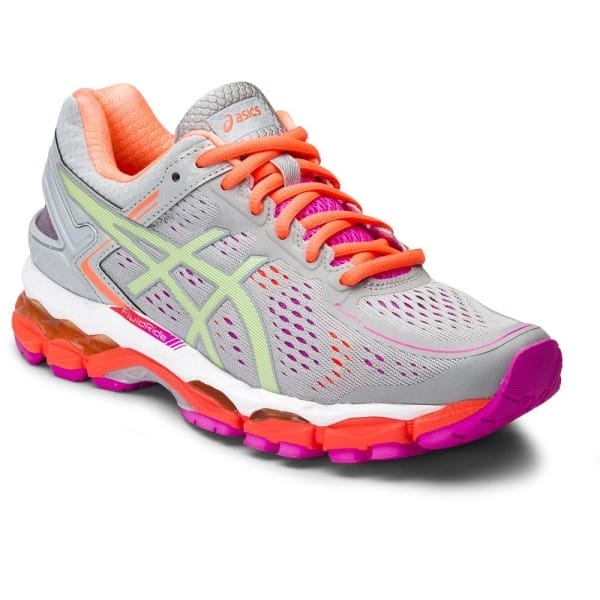 Fitness Mania - Asics Gel Kayano 22 (D) - Womens Running Shoes - Silver Grey/Pistachio/Fiery Coral