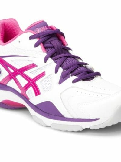 Fitness Mania - Asics Gel Netburner 17 (D) - Womens Netball Shoes - White/Burnt Red/Barossa