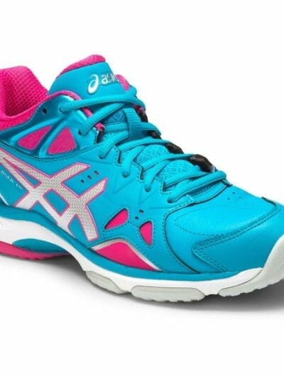 Fitness Mania - Asics Gel Netburner 18 (D) - Womens Netball Shoes - Blue Jewel/Silver/Sport Pink