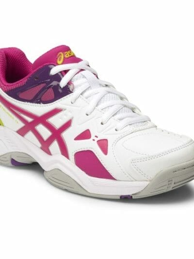 Fitness Mania - Asics Gel Netburner 18 GS - Kids Girls Netball Shoes - White/Berry/Mikayli Rose