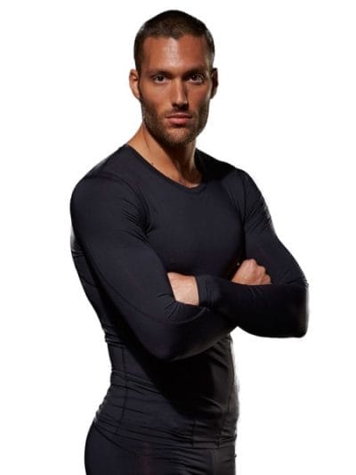 Fitness Mania - Bayse Compression Mens Long Sleeve Training Top - Black