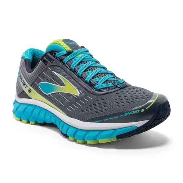 Fitness Mania - Brooks Ghost 9 - Womens Running Shoes - Silver/Blue Atoll/Lime Punch