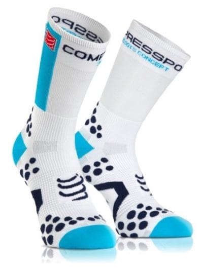 Fitness Mania - Compressport Cycle Socks - White/Blue