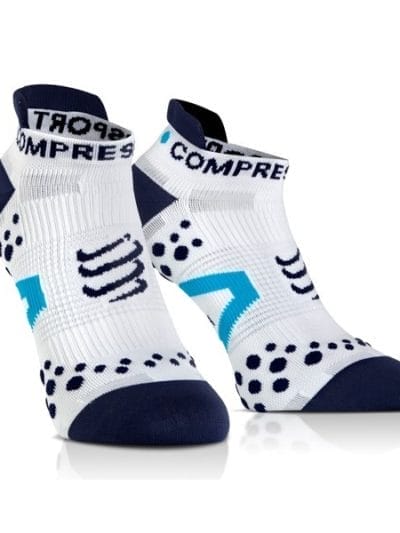 Fitness Mania - Compressport Low Cut Running Socks - White/Blue