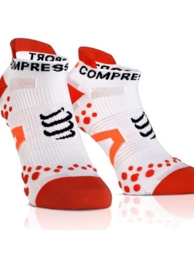 Fitness Mania - Compressport Low Cut Running Socks - White/Red