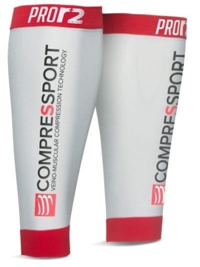 Fitness Mania - Compressport Pro Swiss Calf Sleeves - White/Red