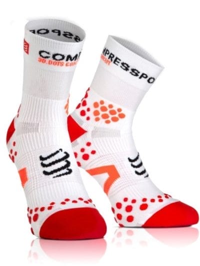 Fitness Mania - Compressport Running Socks - White/Red