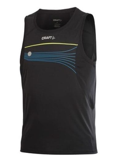 Fitness Mania - Craft Performance Run Mens Singlet - Black/Flame