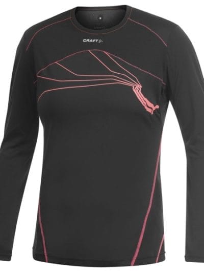 Fitness Mania - Craft Performance Run Womens Long Sleeve T-Shirt - Black/Cheer