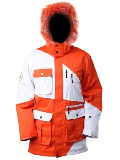 Fitness Mania - Felice Baxter 2013/14 Mens Snowboarding Jacket - White Orange