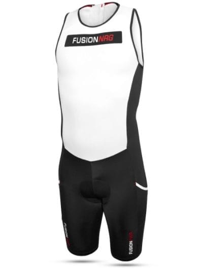 Fitness Mania - Fusion Multisport Unisex Compression Triathlon Suit - Rear Zip - Black/White