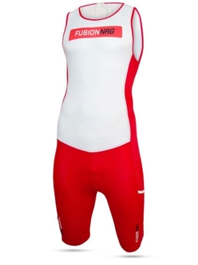 Fitness Mania - Fusion Multisport Unisex Compression Triathlon Suit - Rear Zip - Red/White