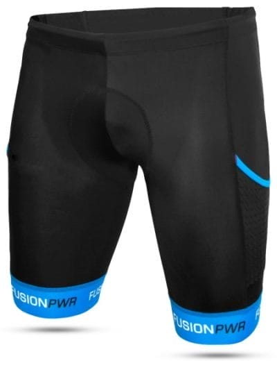 Fitness Mania - Fusion Tri PWR Band Unisex Compression Triathlon Shorts - Black/Surf