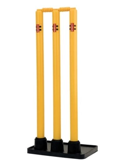 Fitness Mania - Gray Nicolls Plastic Cricket Stumps with Rubber Base - 3 Stumps - Yellow/Black