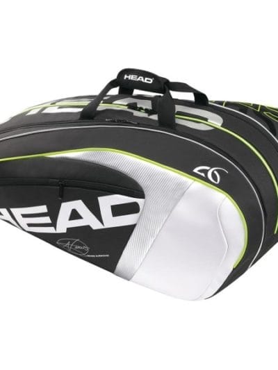 Fitness Mania - Head Djokovic MonsterCombi Tennis Racquet Bag - Black/White/Green