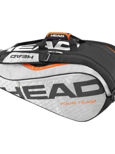 Fitness Mania - Head Tour Team 9R Supercombi Tennis Racquet Bag - Grey/Black/Orange