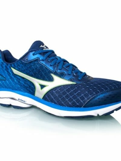 Fitness Mania - Mizuno Wave Rider 19 - Mens Running Shoes - Blue/Silver/Green