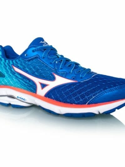 Fitness Mania - Mizuno Wave Rider 19 - Womens Running Shoes - Blue/White/Coral