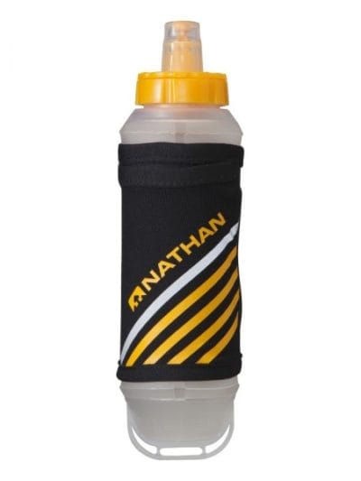 Fitness Mania - Nathan Exoshot Drink Flask With Hand Strap - Black/Orange