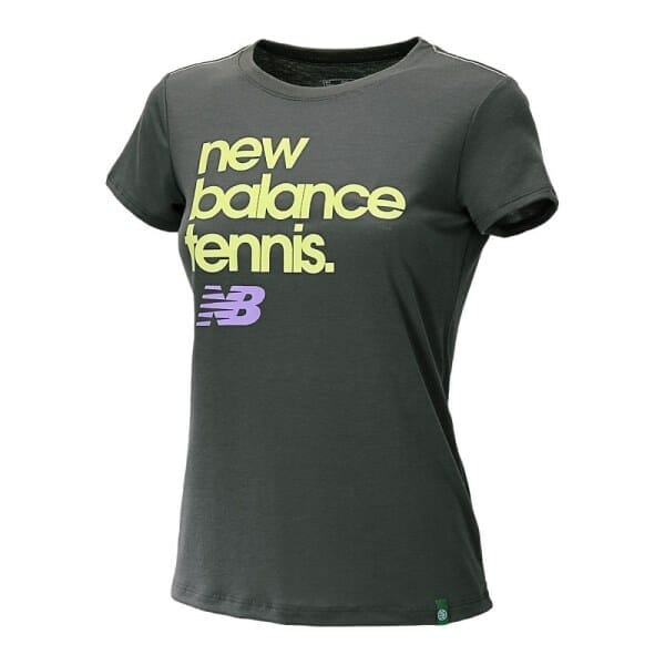 Fitness Mania - New Balance Flipside Womens Tennis Crew T-Shirt - Magnet/Sunny Lime