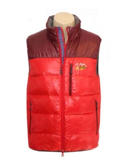 Fitness Mania - Ozark Goose Down Puffer Mens Ski/Snowboarding Vest - Orange/Cherry
