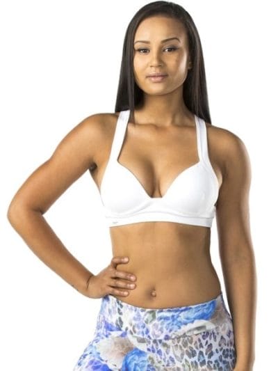 Fitness Mania - Pink Sun Ibiza Padded Crop Top - White