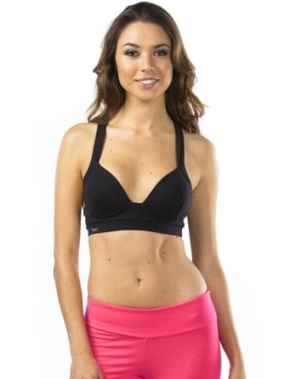 Fitness Mania - Pink Sun Ibiza Padded Womens Crop Top - Black