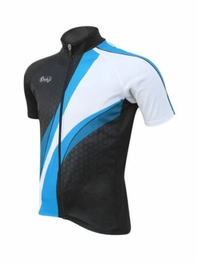 Fitness Mania - Poli Allos Wave Unisex Short Sleeve Cycle Jersey - Black/Light Blue