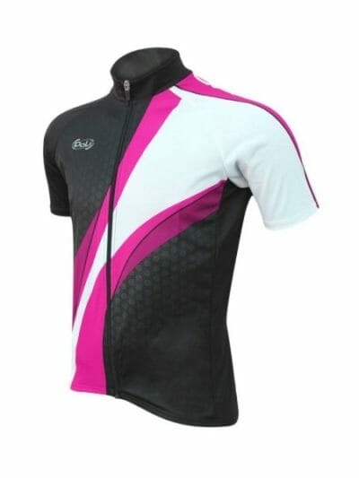 Fitness Mania - Poli Allos Wave Unisex Short Sleeve Cycle Jersey - Black/Rose