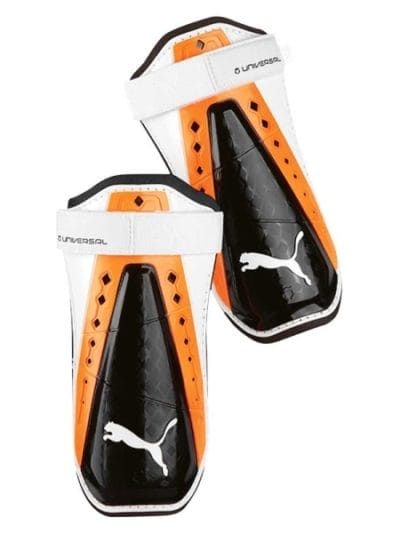 Fitness Mania - Puma King Universal Soccer Shin Guards - White/Black/Fluro Orange