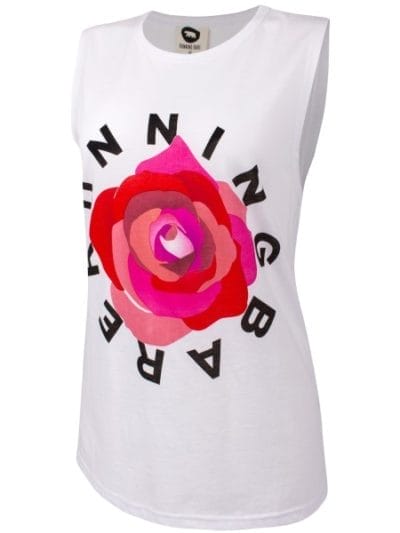 Fitness Mania - Running Bare Easy Rider Womens Muscle Tank - White/Rose