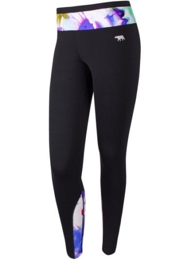 Fitness Mania - Running Bare High Rise Sleek Silhouette Full Length Womens Training Tights - Black/Courtney