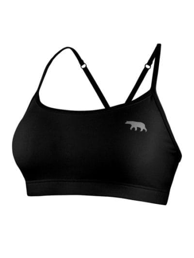 Fitness Mania - Running Bare Womens Push Up Crop Top - Black