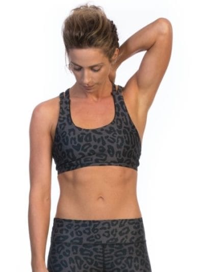 Fitness Mania - SIX30 Charcoal Cheetah Womens Sports Bra - Black/Grey