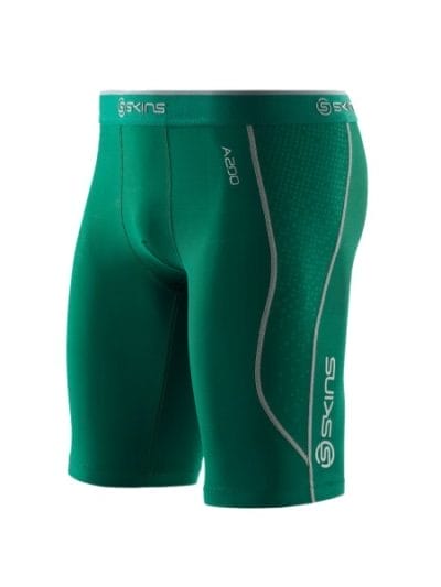 Fitness Mania - Skins A200 Mens Compression Half Tights - Dark Green