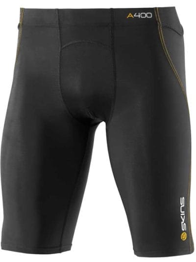 Fitness Mania - Skins A400 Mens Compression Half Tights - Black/Yellow