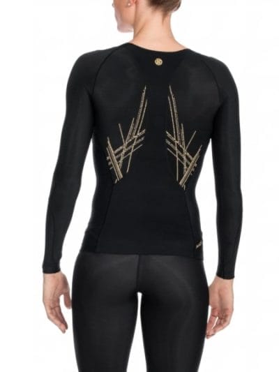 Fitness Mania - Skins A400 Womens Compression Long Sleeve Top (2016) - Black/Gold Print