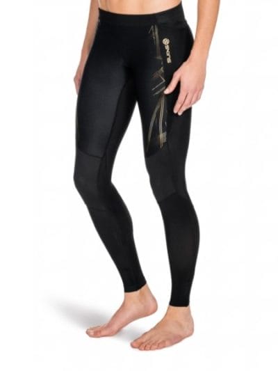 Fitness Mania - Skins A400 Womens Long Tights (2016) - Black/Gold Print