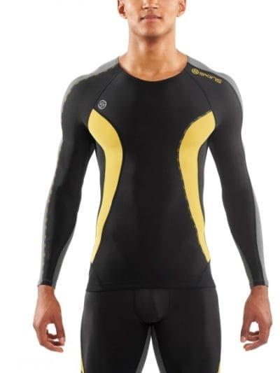 Fitness Mania - Skins DNAmic Mens Compression Long Sleeve Top - Black/Citron