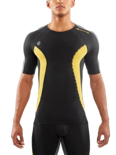 Fitness Mania - Skins DNAmic Mens Compression Short Sleeve Top - Black/Citron