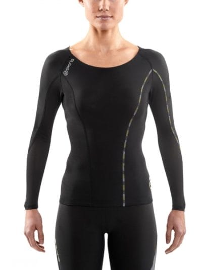 Fitness Mania - Skins DNAmic Womens Compression Long Sleeve Top - Black/Limoncello